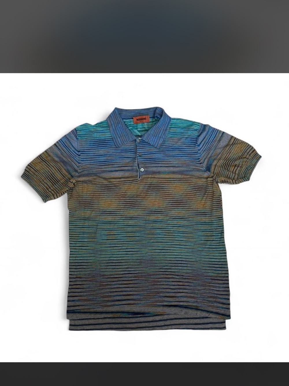 Missoni Multicolor Striped Polo in Blue, Green and Brown Tones